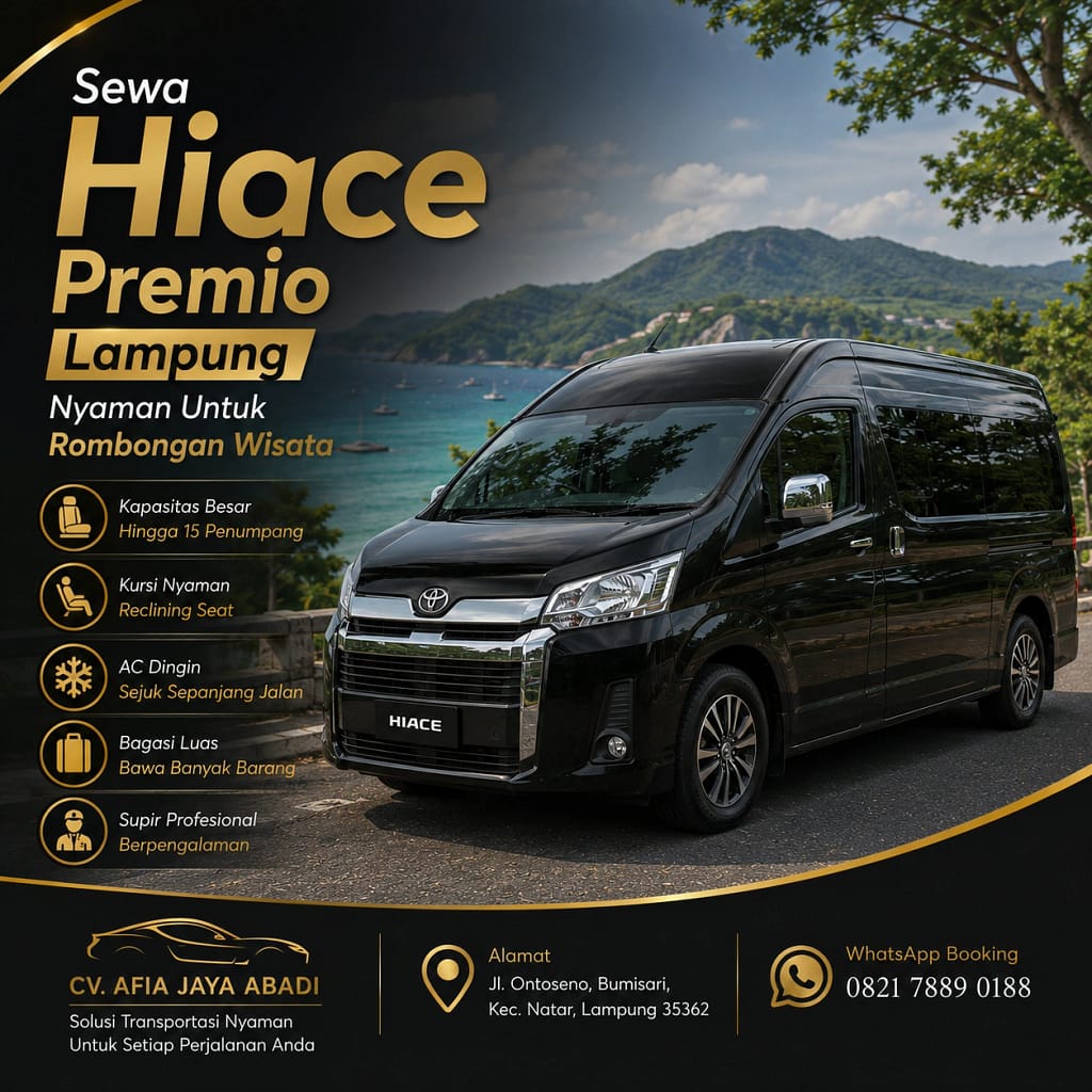 Sewa Hiace Premio Lampung Nyaman Untuk Rombongan Wisata