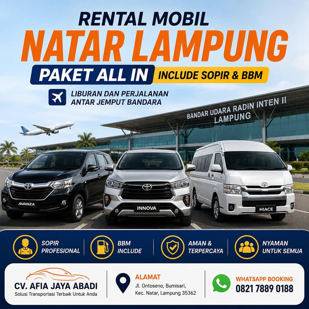 Rental Mobil Natar Lampung Paket All In Include Sopir