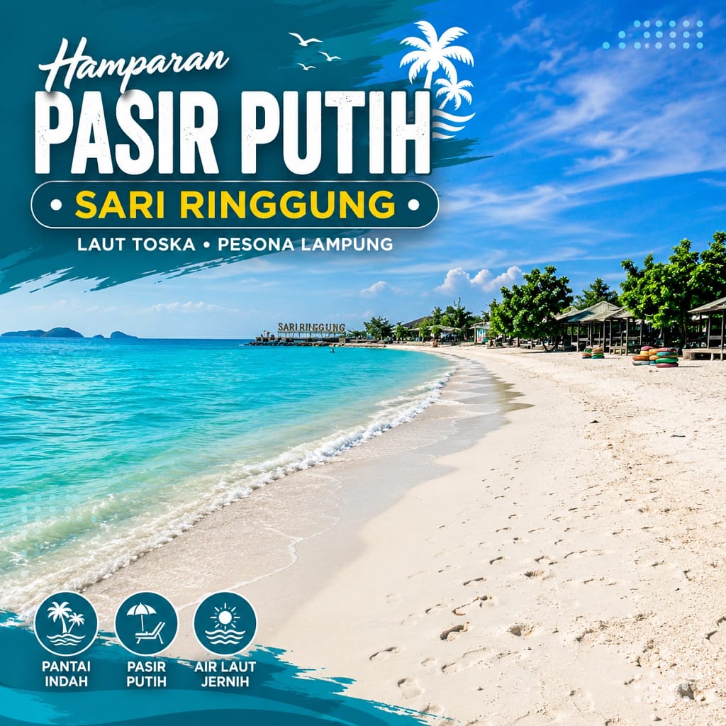 Hamparan Pasir Putih dan Laut Berwarna Toska