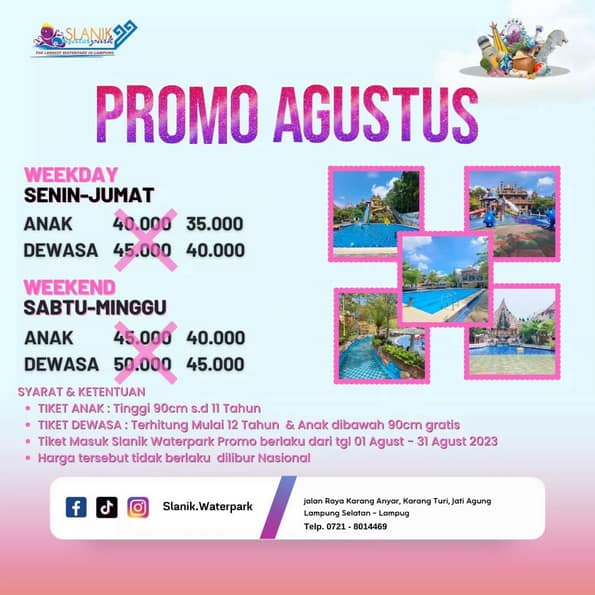 Harga tiket slanik waterpark lampung 2023 Slanik Waterpark Lampung 1